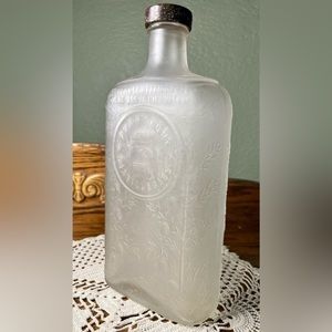 Antique Embossed Bottle, Frankfort Distilleries frosted glass collectible